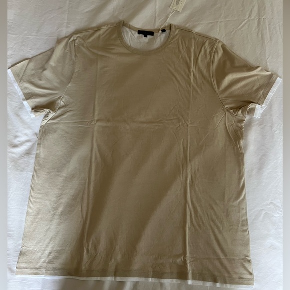 Vince Double Layer Pima Cotton T-Shirt Crew Neck Tan/White New Size XXL - Picture 1 of 12